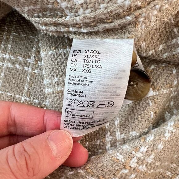 H&M Women's Tan Cream Window Pane Collared Button Down Shacket Size XL - Picture 9 of 11